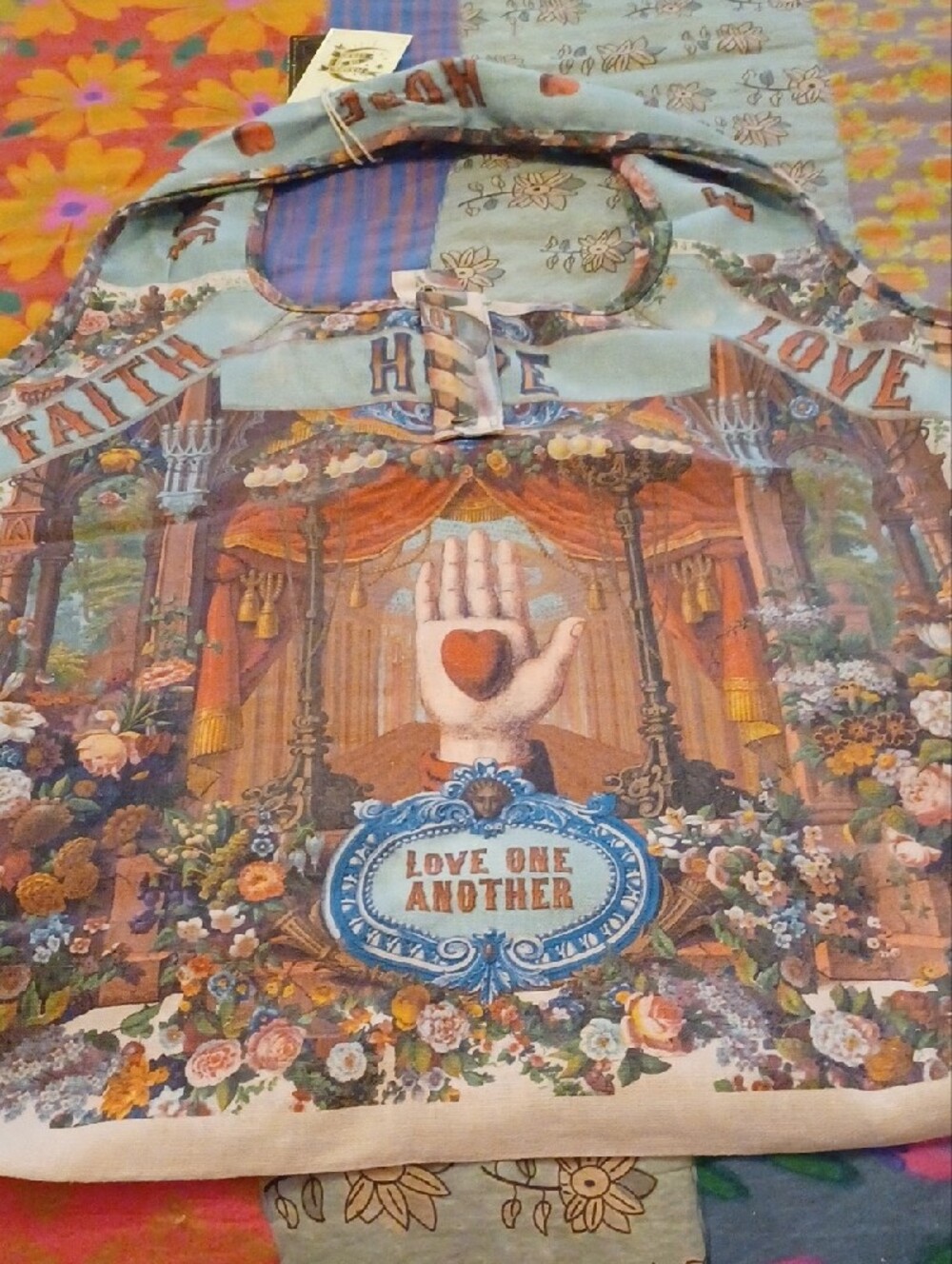 Floral Print Shoulder Bag - Brown & Blue - Picture 5 of 9